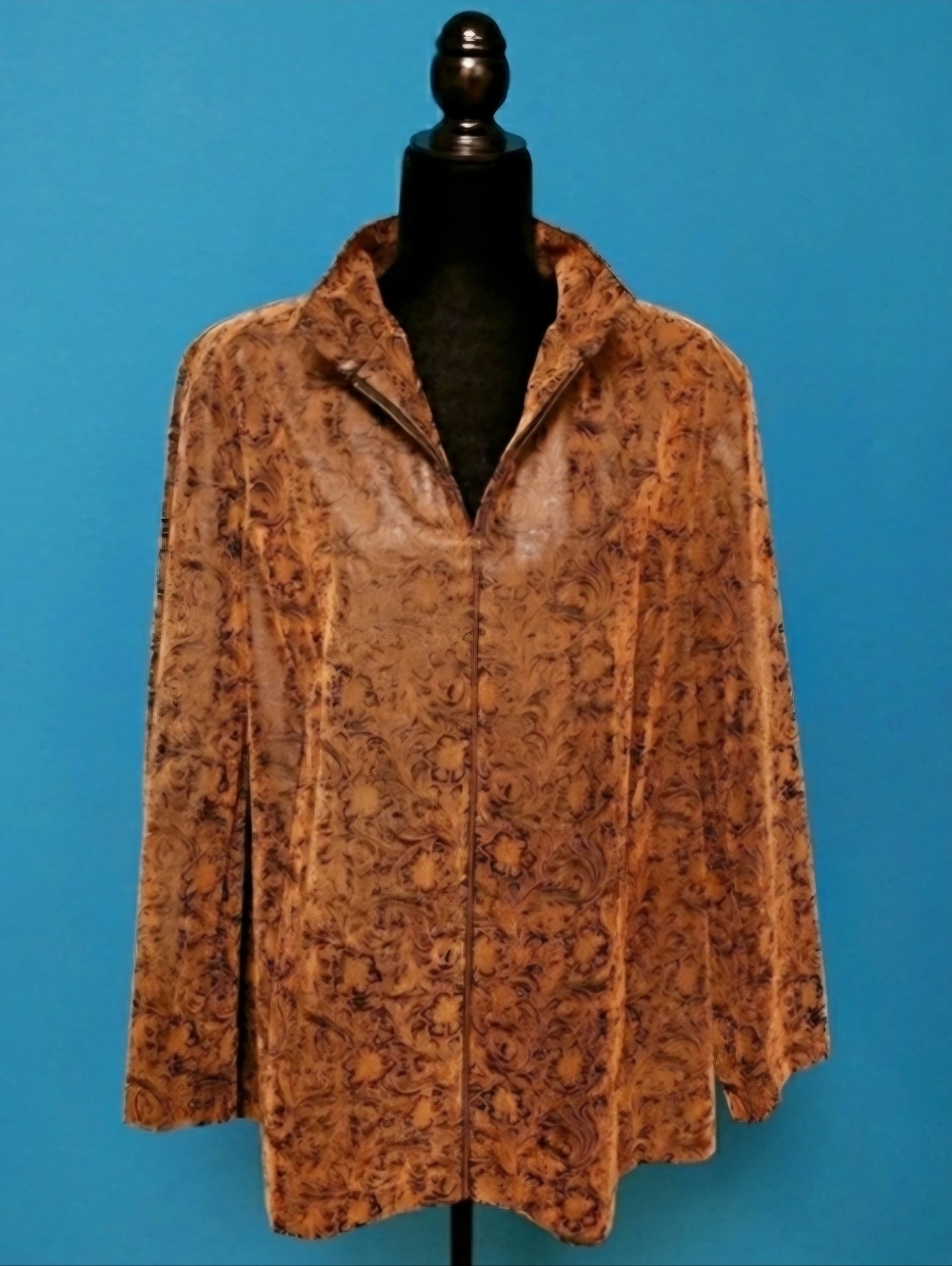 🤠🐎 SILHOUETTES Embossed Western Faux Leather Jacket